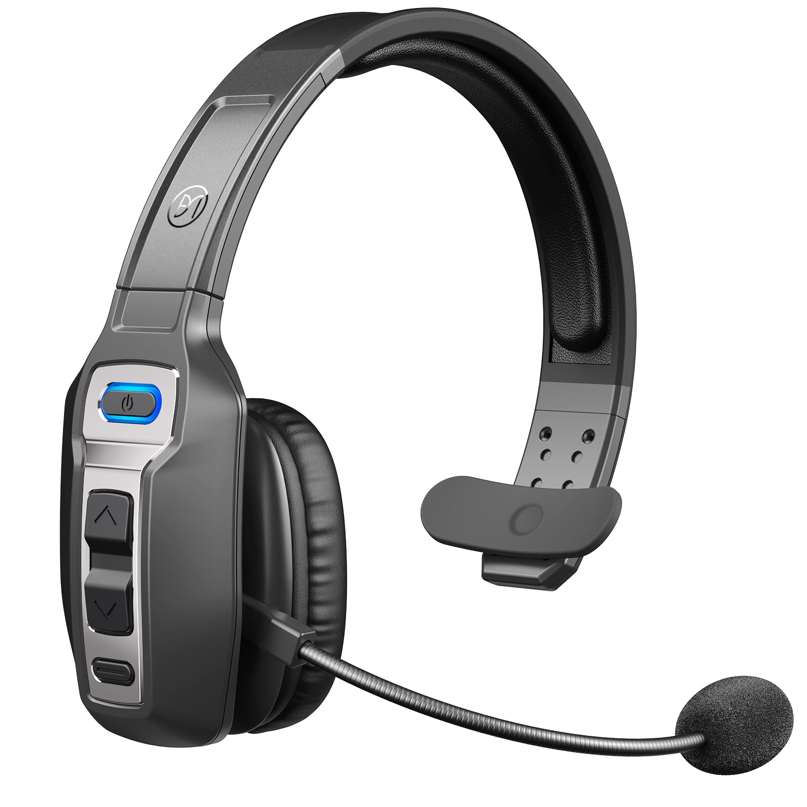BRAMMAR Trucker Bluetooth Headset with AI Noise Cancellation Microphone, Trucker Headset with 65Hrs Talk Time & Mute Button, Mul