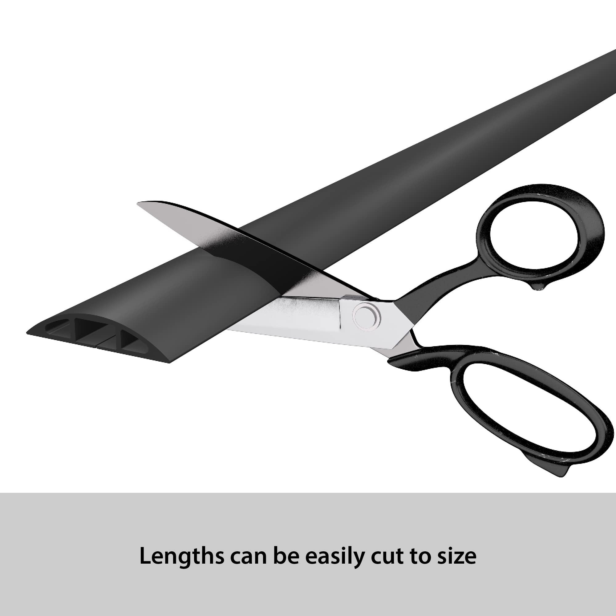 Haven First 4' Floor Cable Protector, Cord Cover, Protect Cords, Prevent Cable Trips, Cable Cavity = 0.63' (W) X 0.31' (H)   4Ft Length   Black