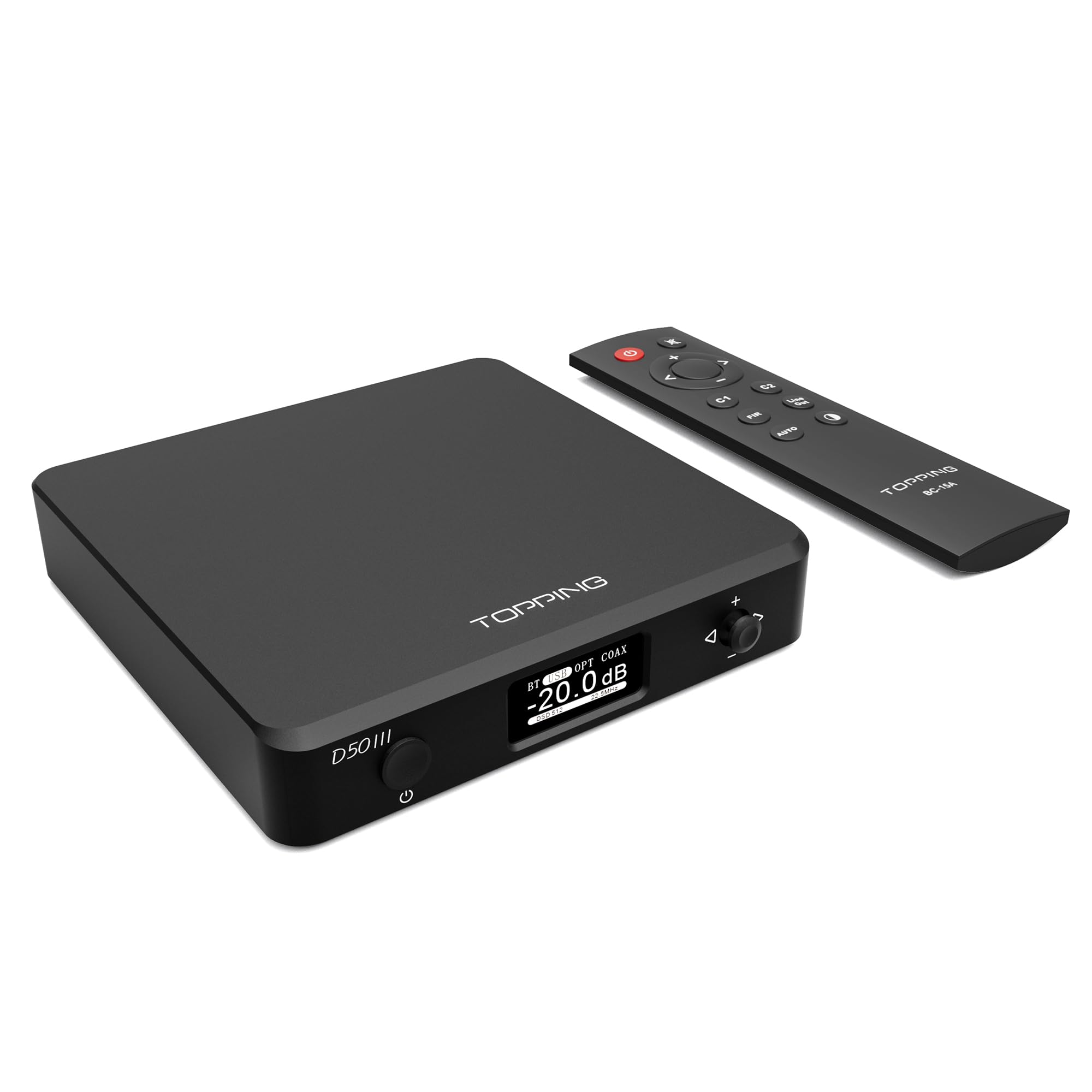 TOPPING D50 III Desktop HiFi DAC & Preamplifier, Dual ES9039Q2M, Bluetooth 5.1, Hi-Res Audio, DSD512/PCM768kHz Support, RCA/TRS