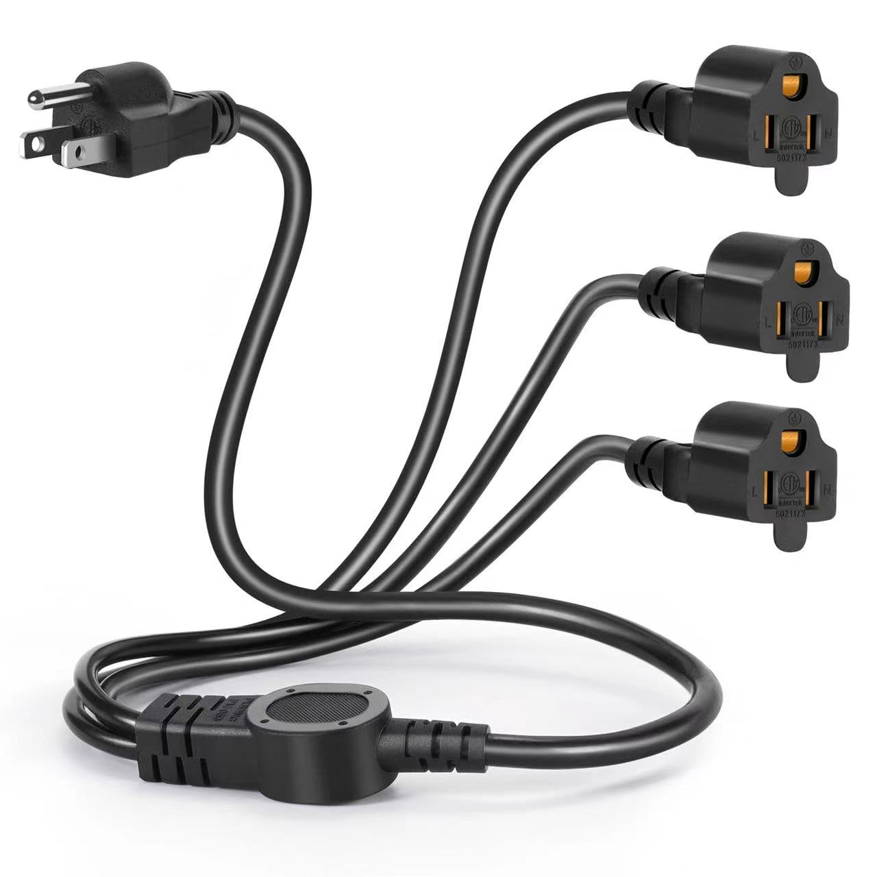 3.3Ft 3 Prong 1 To 3 Extension Cord Splitter, Indoor Outdoor Power Cable 3 Outlet Power Cord Splitter Cord, Sjt 16Awg 10A/1250W