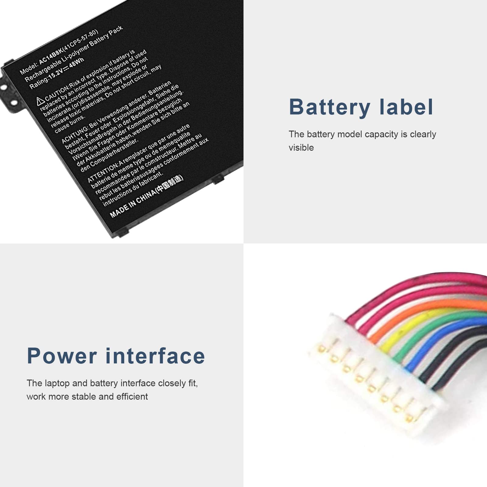 Ac14B8K Laptop Battery For Acer Aspire R3 131T R5 471T R5 571T R5 571Tg E3 111 E3 112 Es1 511 Es1 512 Es1 531 Es1 520 Es1 111M R