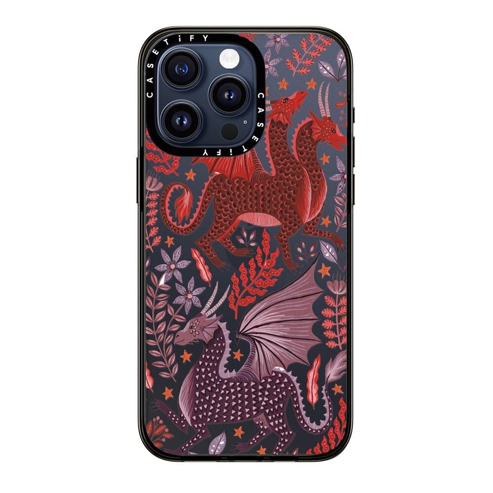 Casetify Compact Case For Iphone 15 Pro Max [2X Military Grade Drop Tested / 4Ft Drop Protection]   Red Dragon Mythical Magic