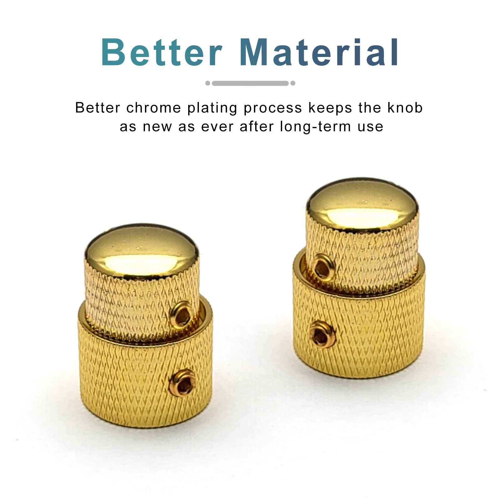 Saphue Guitar Dual Concentric Stacked Control Knobs Sets Metal With Wrench Replacement For Electric Guitar Bass 2 Sets(Gold)