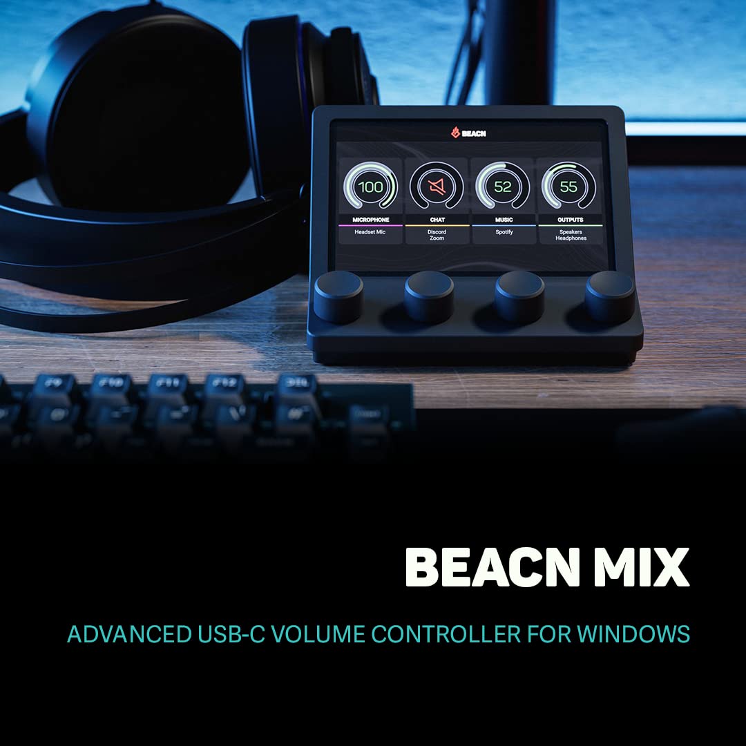 Beacn Mix - Usb C Windows Audio Controller With A Beautiful 5    Color Display And 4 Smooth Push-Button Encoders For Streaming,