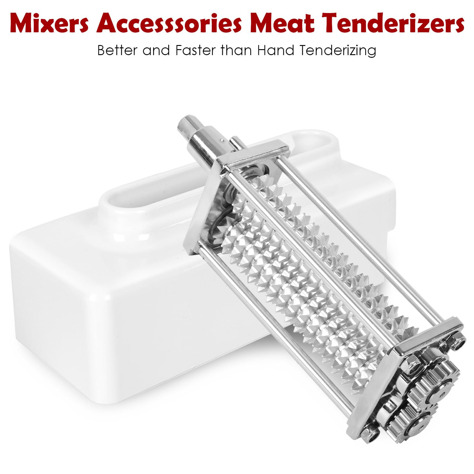 Meat Tenderizer For Kitchenaid, Meat Tenderize Attachment For Kitchenaid And Cuisinart Stand Mixer With Stainless Gears, White