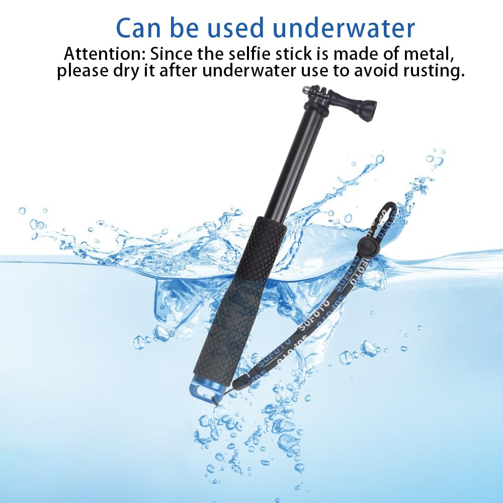 Vvhooy Selfie Stick Extendable 11.25-37Inch Handheld Aluminum Telescopic Pole Monopod Compatible With Gopro Hero 12 11 10 9 8 7