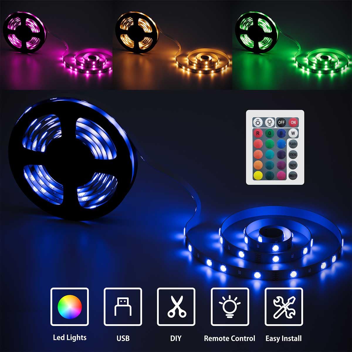 Fenge Dual Monitor Stand, Monitor Stands Riser For 2 Monitors, 42.5 Inch Monitor Stands Shelf With 12 Color Led Light For Office