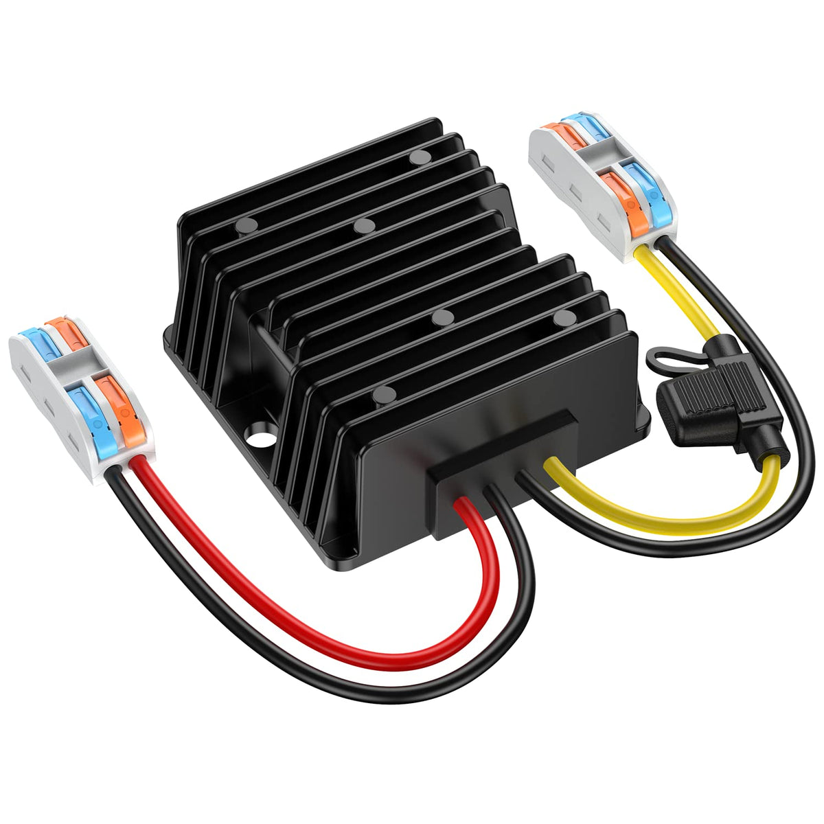 24 Volt To 12 Volt Converter Step Down With Fuse Waterproof And Wire Terminal Block, 24V To 12V Transformer 10A 120W, 18V To 12V
