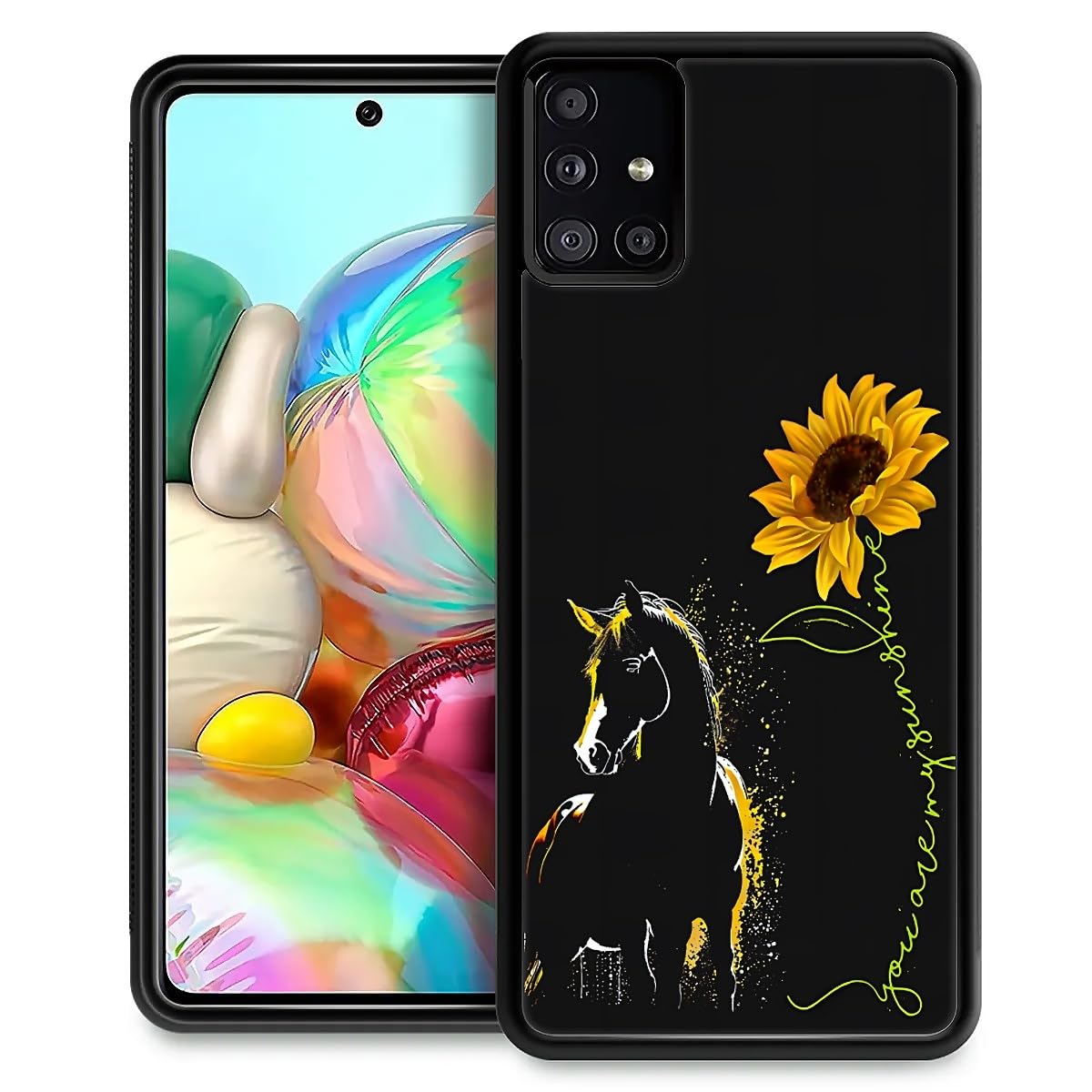 Fkbrcl4U For Samsung Galaxy A71 5G Case, Horse Sunflower Yellow Sunshine Pattern Graphic Design Girl Boy Soft Silicone Hard Acry
