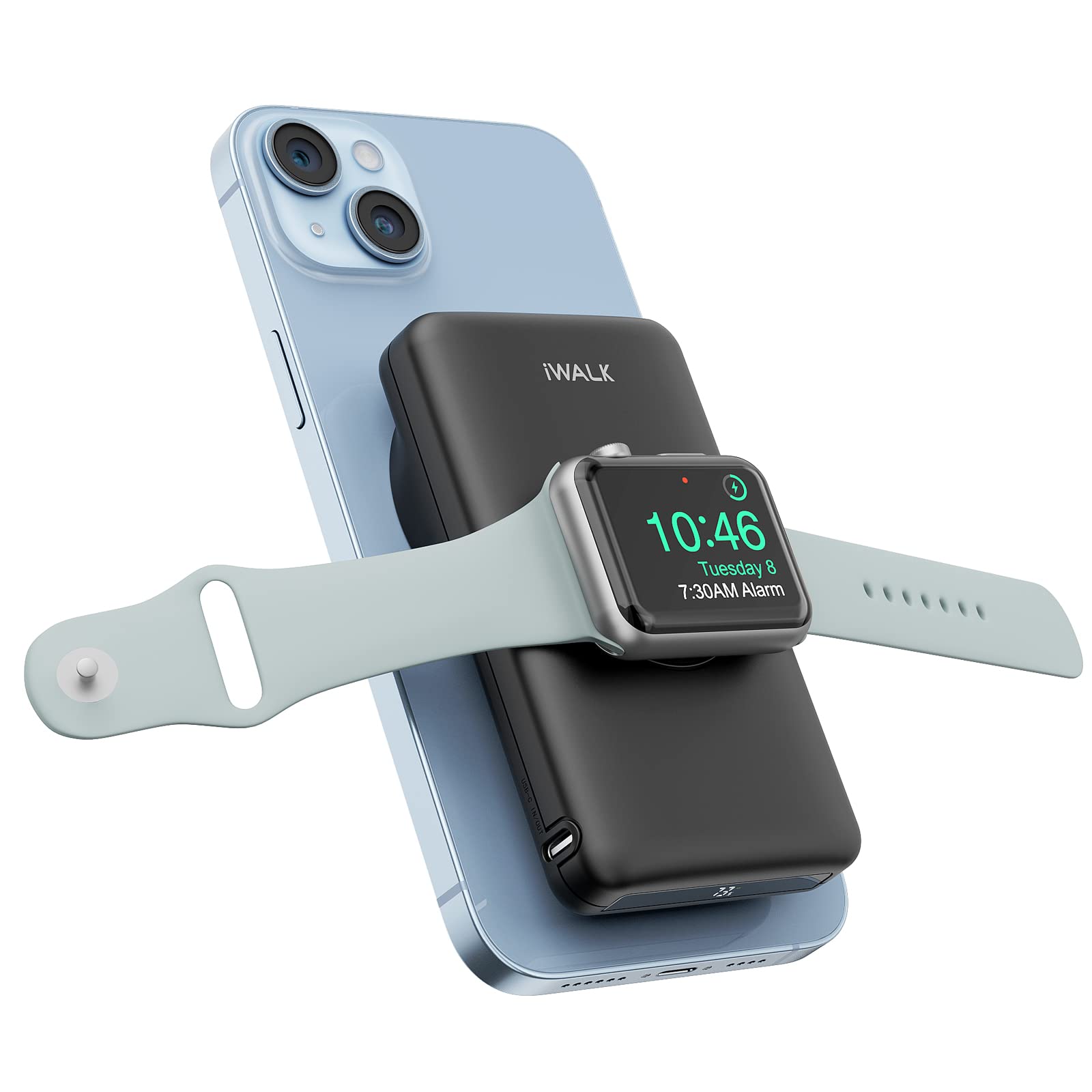 Iwalk Mag X Magnetic Wireless Power Bank With Iwatch Charger,10000Mah Pd Fast Charging Portable Charger Compact Battery Pack Com