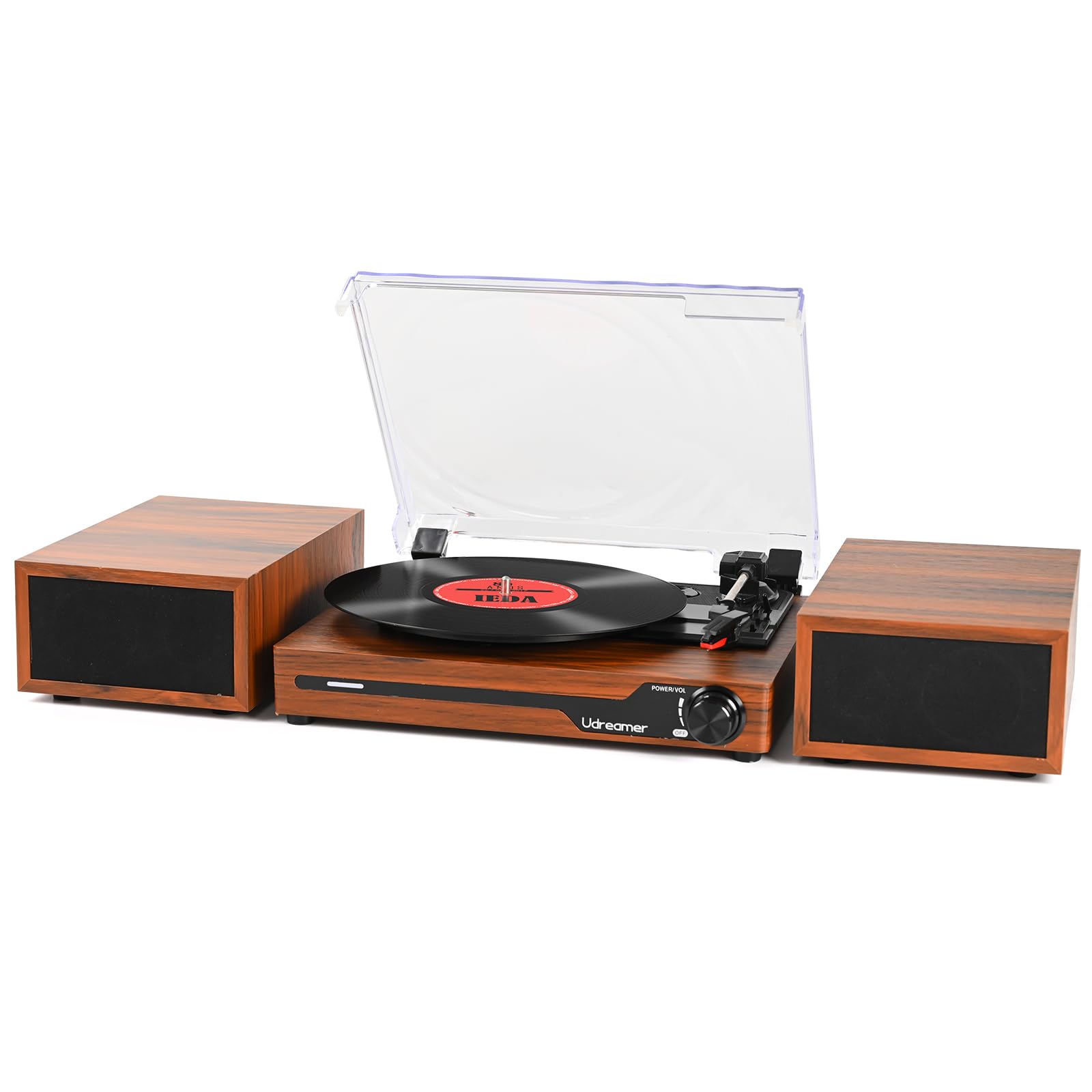 Vinyl Record Player With External Speakers Bt 5.3 Wireless Turntable Portable With 3 Speed Usb Vintage Wooden Brown
