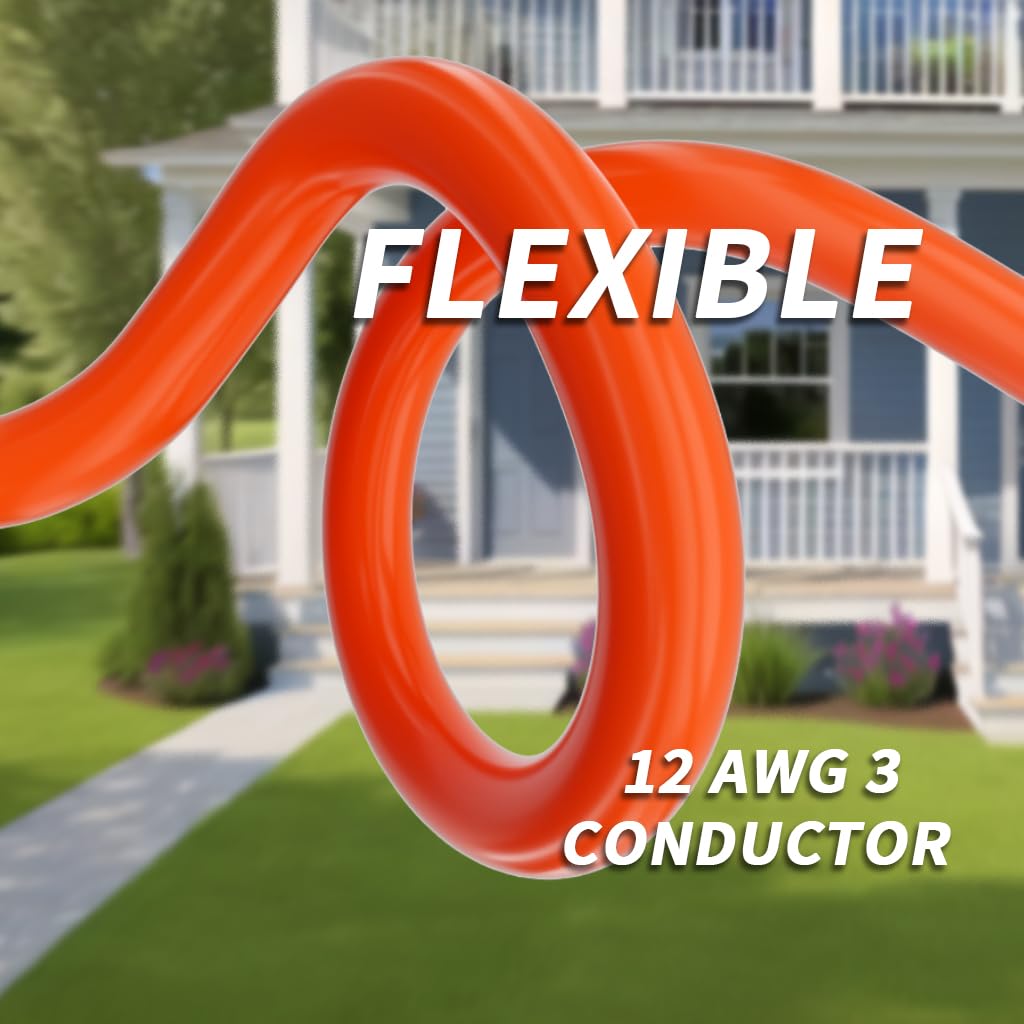 Plugsaf 3 Pack 3Ft 12/3 Gauge Outdoor Extension Cord Waterproof With Lighted Indicator, 12 Gauge Heavy Duty 15Amp 1875W, 3 Prong