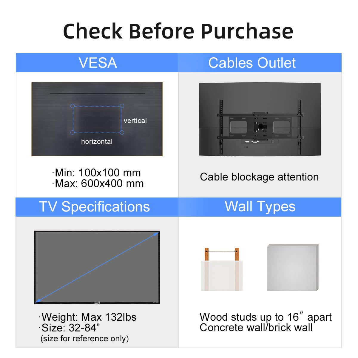 Suptek Full Motion Tv Wall Mount For 32 To 84 Inch Tv, Swivel And Tilt With Articulating Dual Arms, Max Vesa 600X400Mm, Holds Up