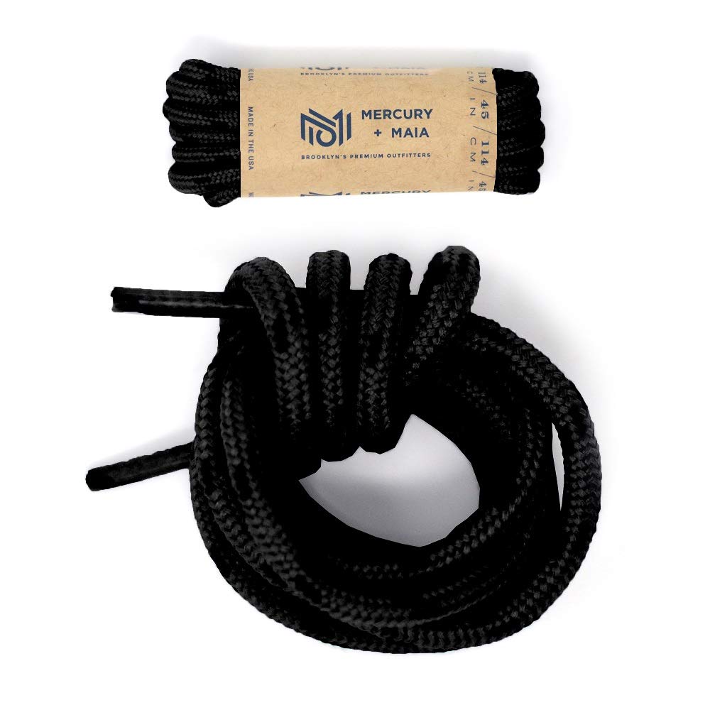 Honey Badger Work Boot Laces Heavy Duty Wkevlar   Usa Made Round Shoelaces For Boots   Black, 60 In (2P)