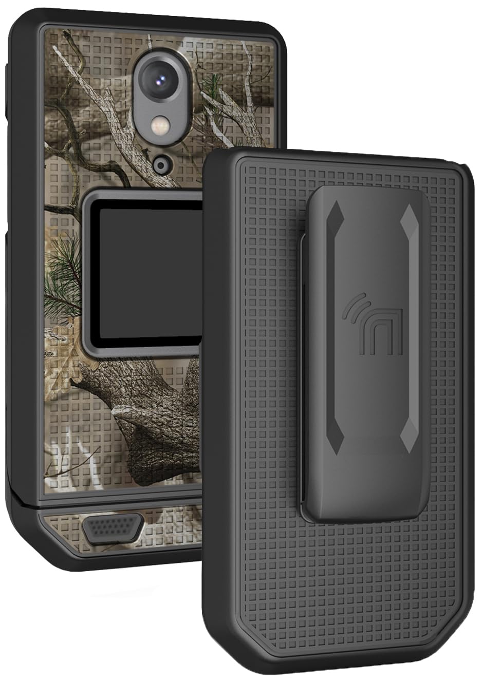 Case with Clip for CAT S22 Flip Phone, Nakedcellphone [Outdoor Camouflage] Slim Hard Shell Cover and [Rotating/Ratchet] Belt Hip