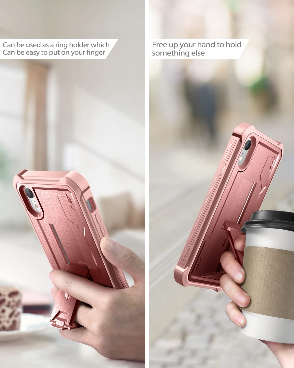 Dexnor For Iphone Xr Case, [Built In Screen Protector And Kickstand] Heavy Duty Military Grade Protection Shockproof Protective