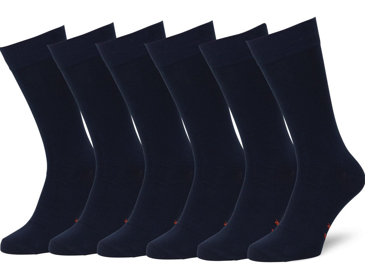Easton Marlowe Mens Classic Cotton Solid Color Dresscrew Socks   6Pk 3 2, Dark Navy, Solid, Flat Knit   Size 10 13