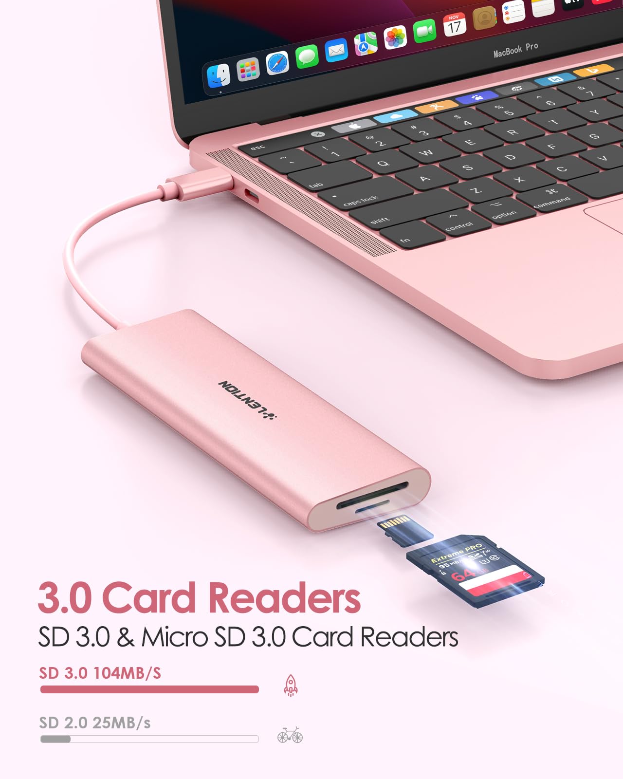 Lention Usb C Multiport Hub With 4K Hdmi, 3 Usb 3.0, Sd/Micro Sd Card Reader, 100W Pd Compatible 2023 2016 Macbook Pro, New Mac