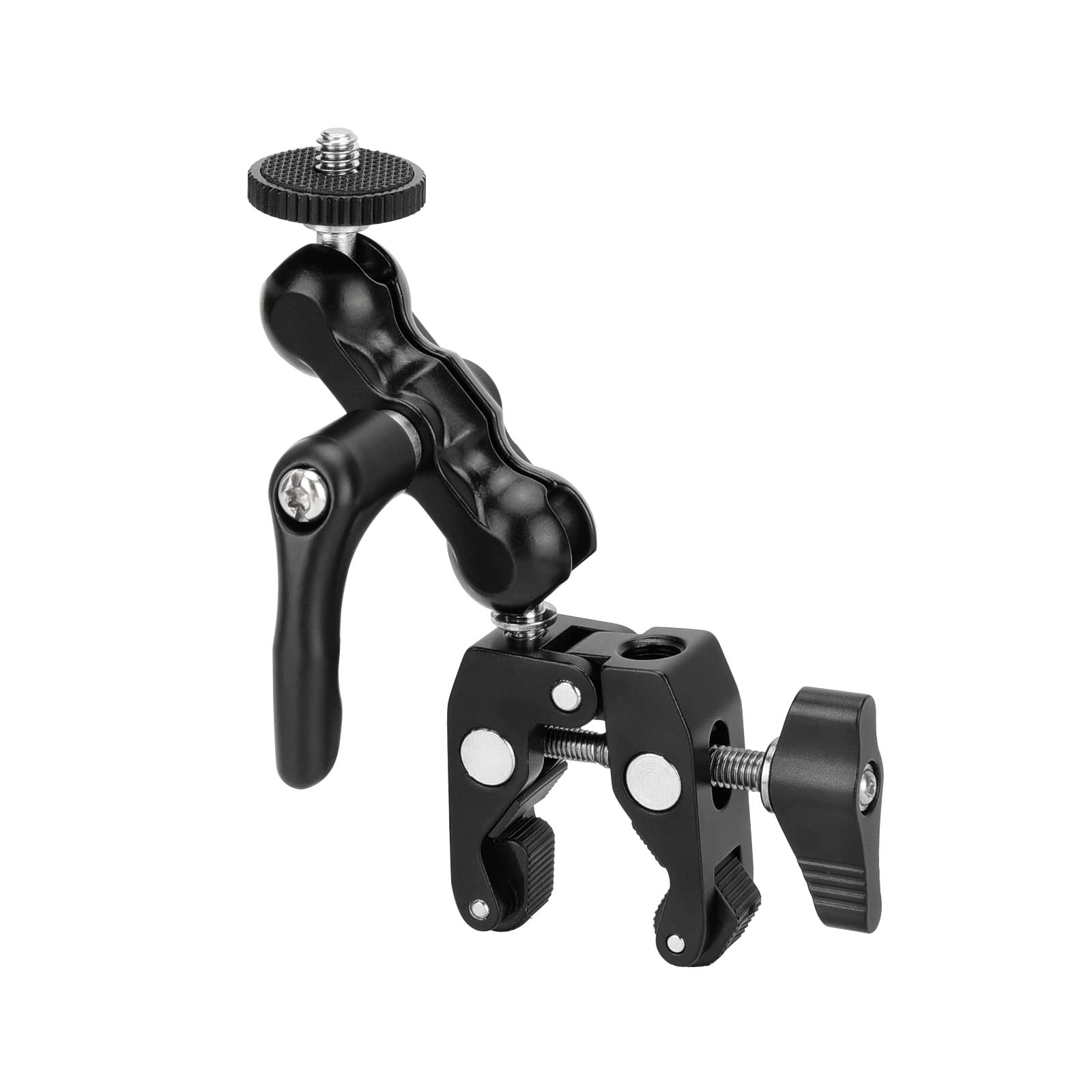 Szrig Multi Functional Ballhead Clamp Magic Arm Adapter With Bottom Clamp Super Robust Central Lock Knob(Black)