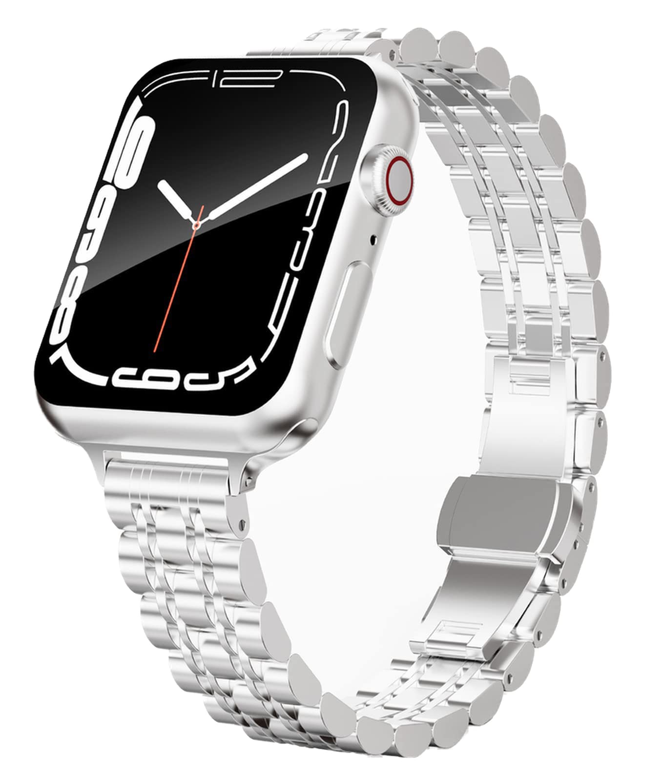 Aicumuza Slim Watch Bands Compatible With Apple Watch 42Mm 44Mm 45Mm 49Mm, Thin Stainless Steel Chain Link For Women Iwatch Seri