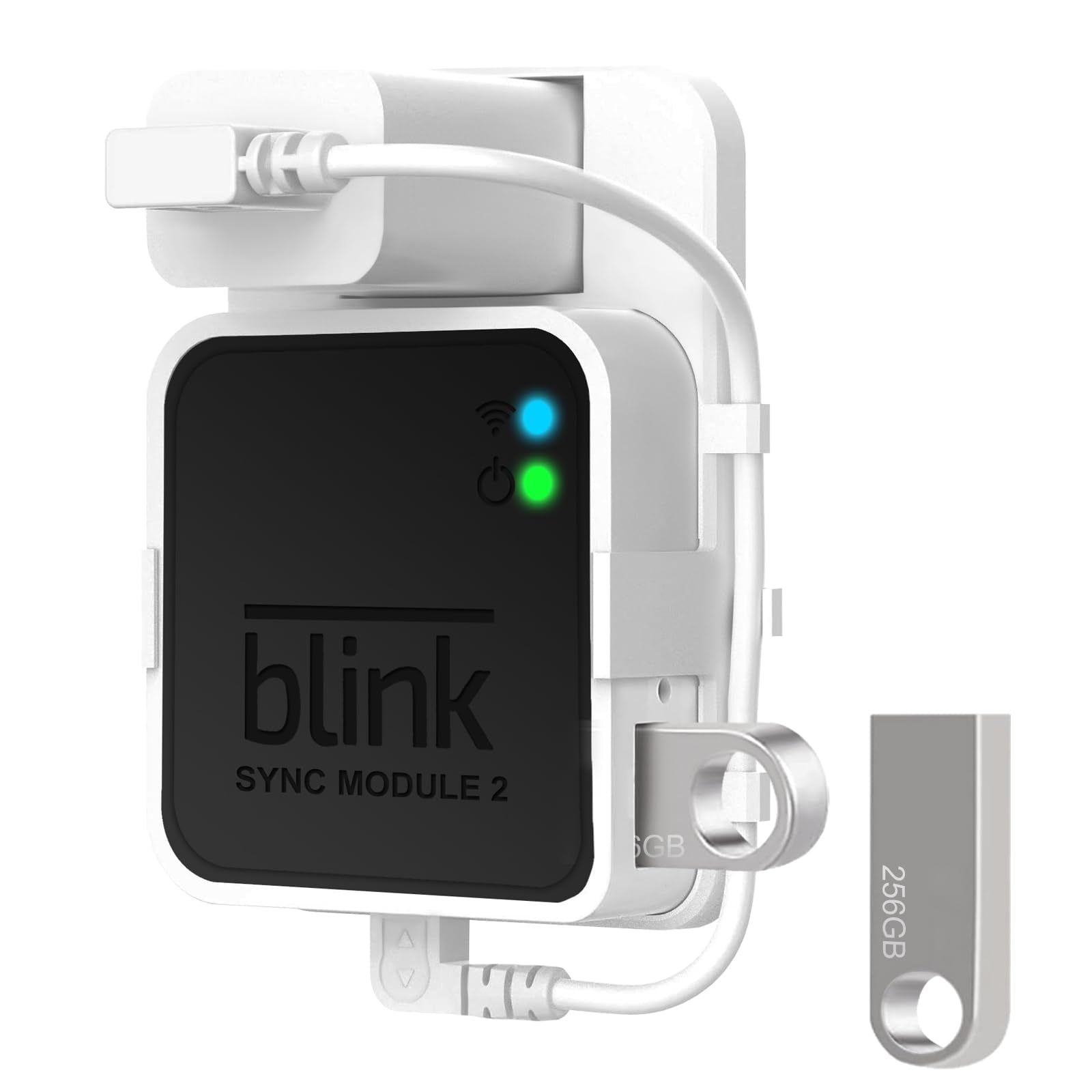 256Gb Usb Flash Drive For Local Video Storage With Outlet Mount For Blink Sync Module 2,Short Cable Save Space And Easy Move Mou