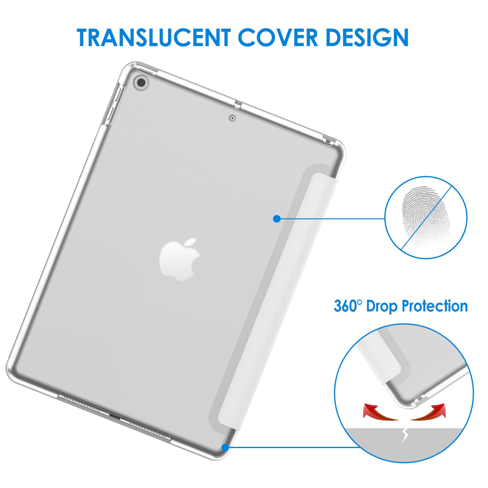 Jetech Case For Ipad 10.2-Inch (2021/2020/2019 Model, 9/8/7 Generation), Auto Wake/Sleep Cover (White)