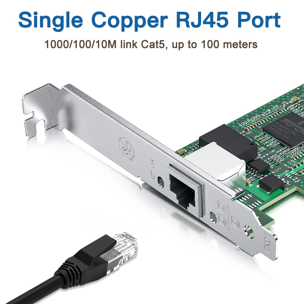 Gigabit Pcie Nic With Dell Broadcom Bcm5751 Chip, 1Gb Network Card Compare To Broadcom Bcm5751 T1 Nic, Single Rj45 Port, Pci E X