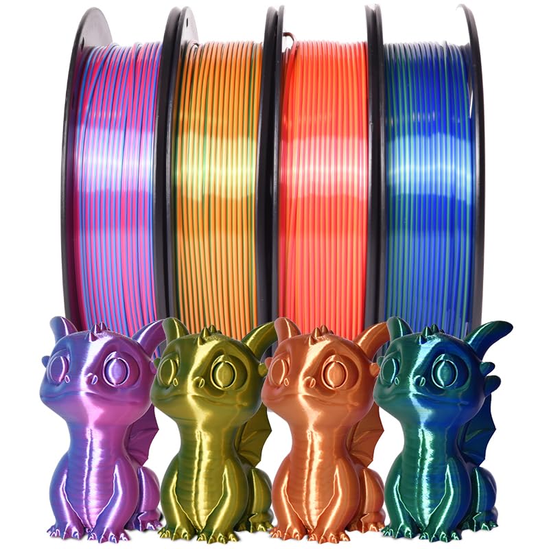 RAMBERY 3D Printer Filament Silk Dual Color Coextrusion PLA Filament 1.75mm +/- 0.03mm, Bicolor PLA 3D Printing Filament 0.2kg/s