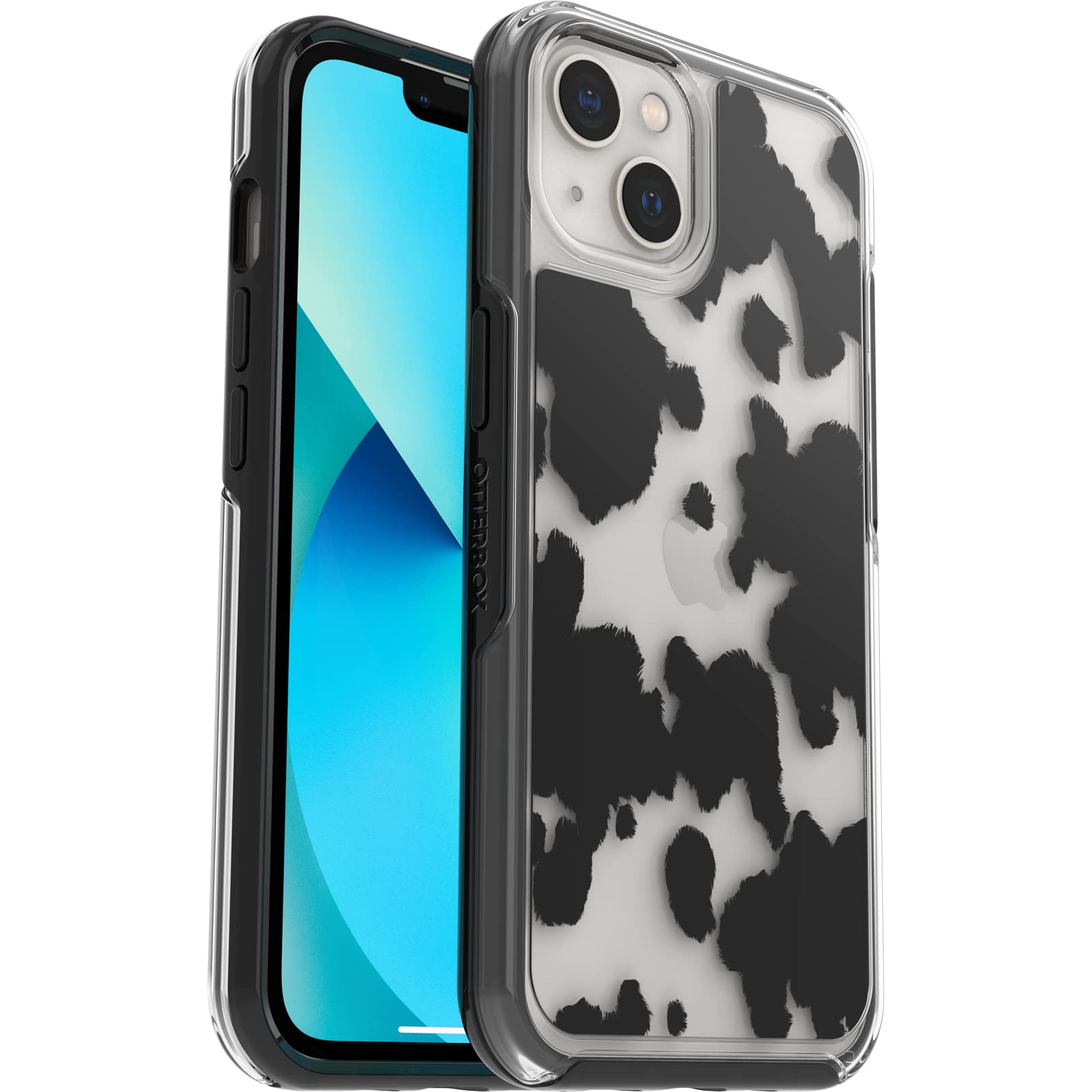 Otterbox Iphone 13 (Only) Symmetry Series Case   Cow Print, Ultra Sleek, Wireless Charging Compatible, Raised Edges Protect Came