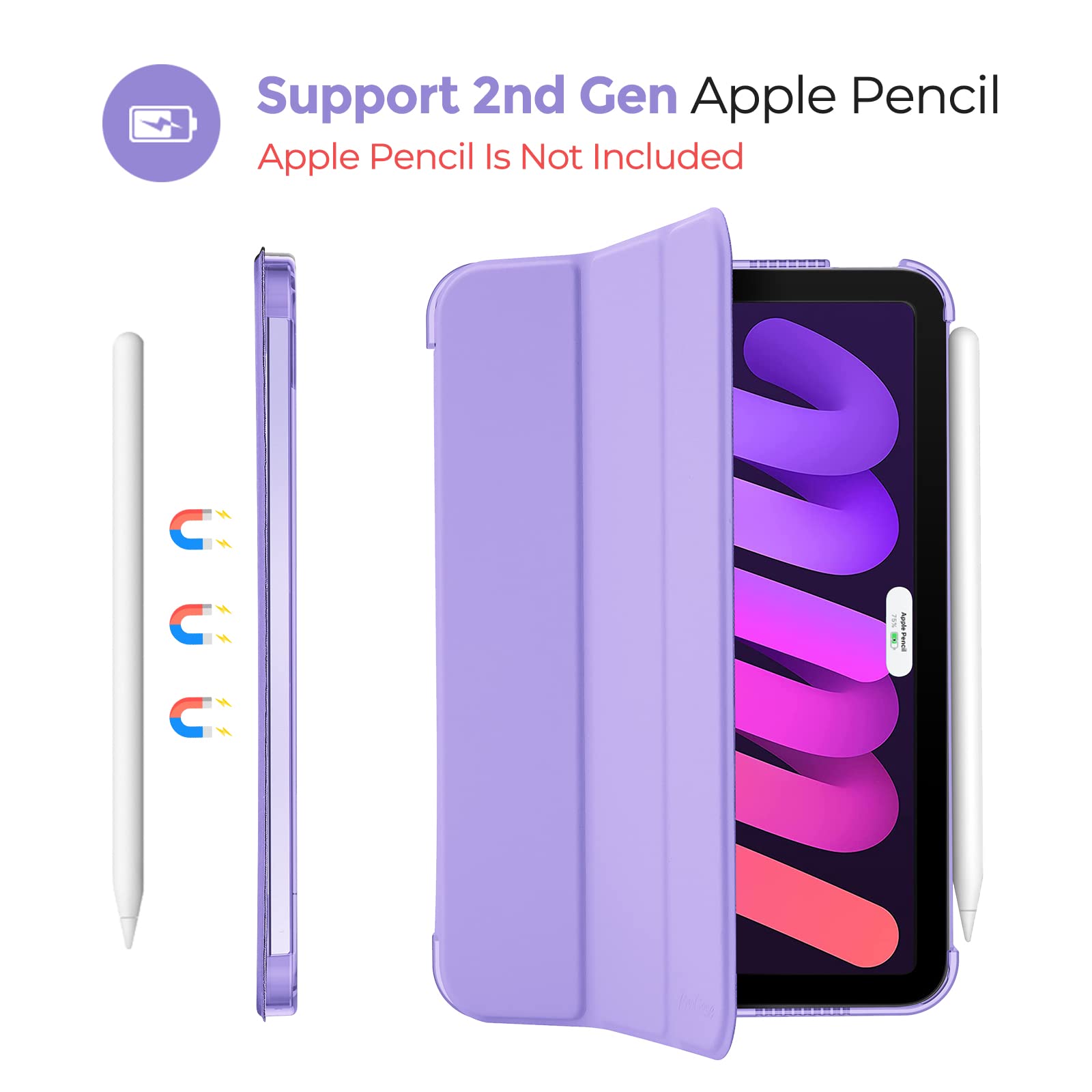 Procase Smart Case For Ipad Mini 7 A17 Pro 2024/Ipad Mini 6 2021 8.3 Inch Ipad Mini 7Th/6Th Gen Case, Hard Back Cover For Ipad Mini 8.3' 7Th Gen A2995/A2996/A2993/6Th Gen A2567 A2568 A2569  Purple