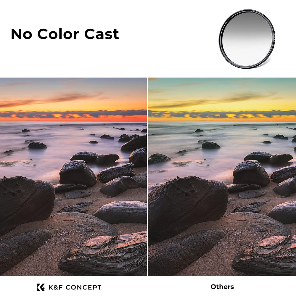K&F Concept 82Mm Soft Gnd8 (3 Stop) Lens Filter Soft Graduated Neutral Density Filter With 28 Multi Layer Coatings For Camera Le