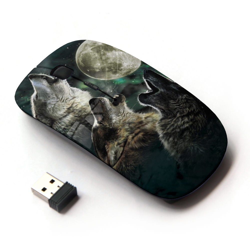 Koolmouse [ Optical 2.4G Wireless Mouse [ Howling Moon Wolf Dog Aurora ]