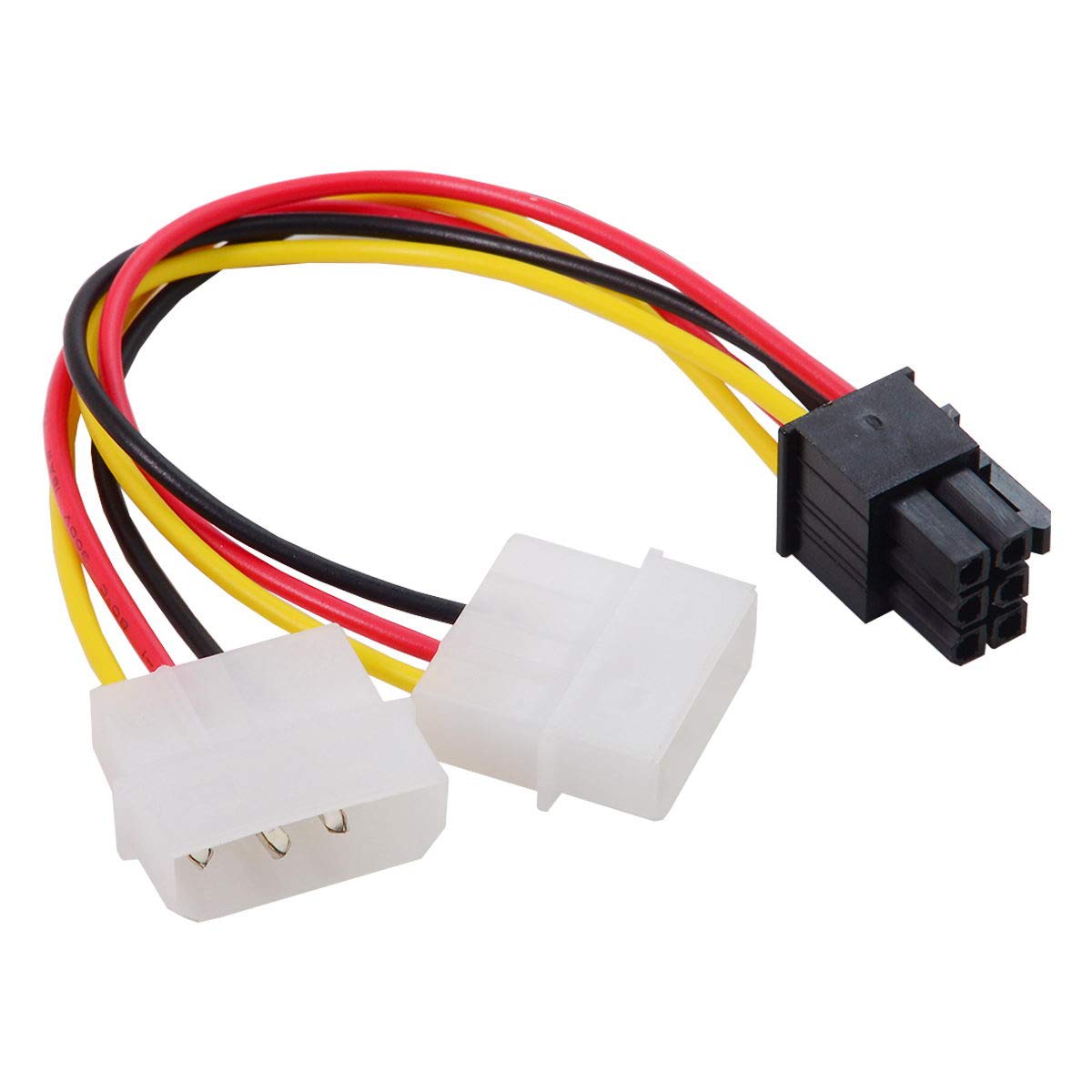 chenyang Dual 4Pin IDE to 6Pin PCIe Graphics Card Power Adapter Cable Copper Black 20cm