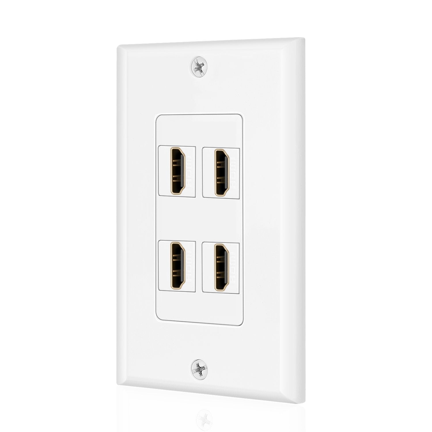 Tnp Hdmi Wall Plate (4 Port, White) Hdmi Face Plate Socket Insert Jack Outlet Panel Mount Support 4K 60Hz Hdr Arc/Earc Full Hd 3