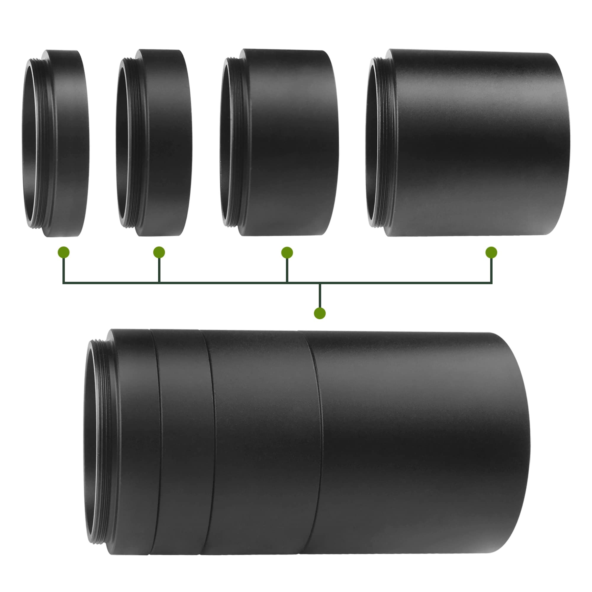 Astromania Astronomical T2 Extension Tube Kit For Cameras And Eyepieces   Length 8Mm 10Mm 20Mm 40Mm   M42X0.75 On Both Sides