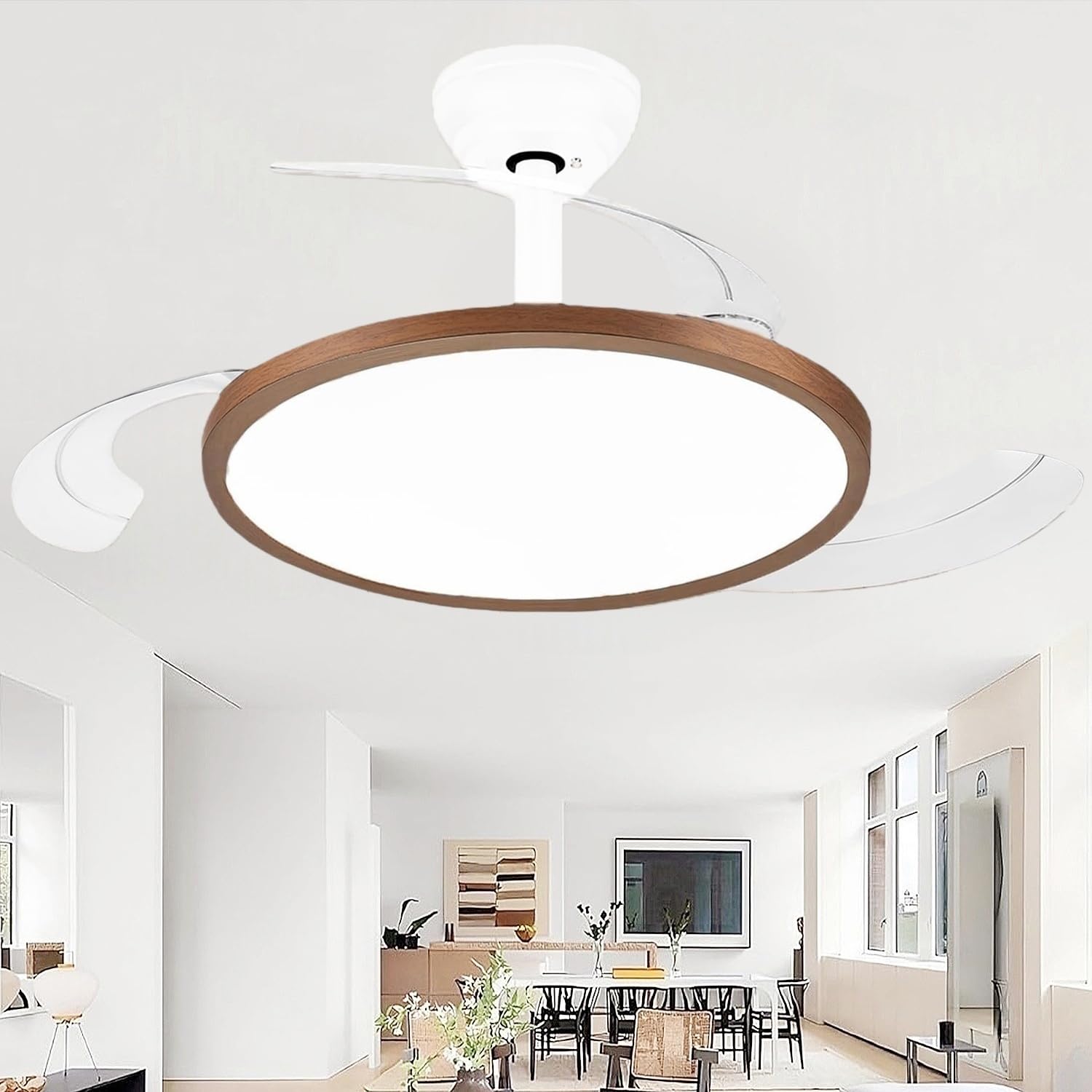liangeight 42 Inch Retractable Ceiling Fan with Lights, Fandelier Ceiling Fan for Bedroom Living Room Dinning Room, Chandelier w