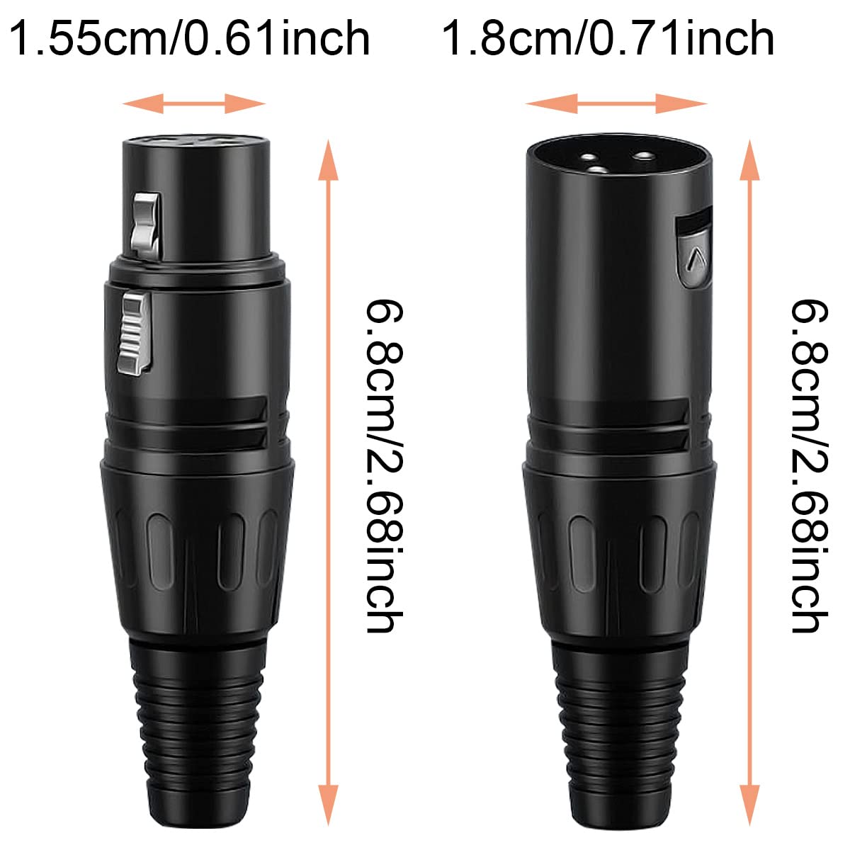 Dkardu 10Pcs 3 Pin Xlr Solder Connector, 5 Male And 5 Female Xlr Mic Snake Plug, Microphone Audio Socket For High Conductivity A