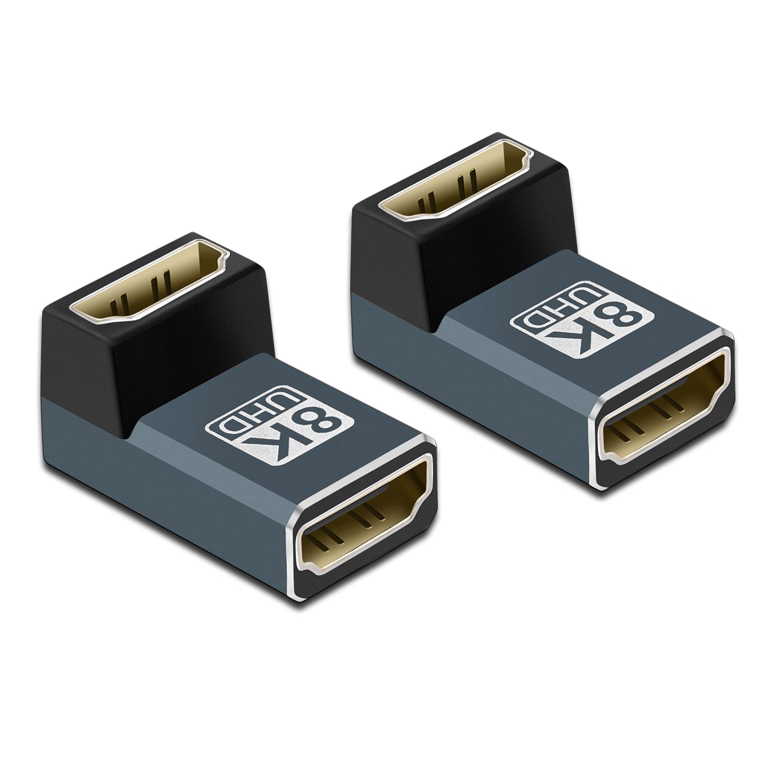 Twozoh 8K Hdmi Coupler (2 Pack), Hdmi 2.1 Female To Female Adapter Up Angle 90 Degree, Support 8K@60Hz, 4K@120Hz 1080P