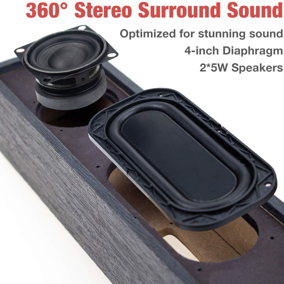 Mica Computer Speakers, Wired Computer Sound Bar, Wooden Mini Soundbar, Usb Powered Pc Speakers 3.5Mm Aux & Pc Input (Black)