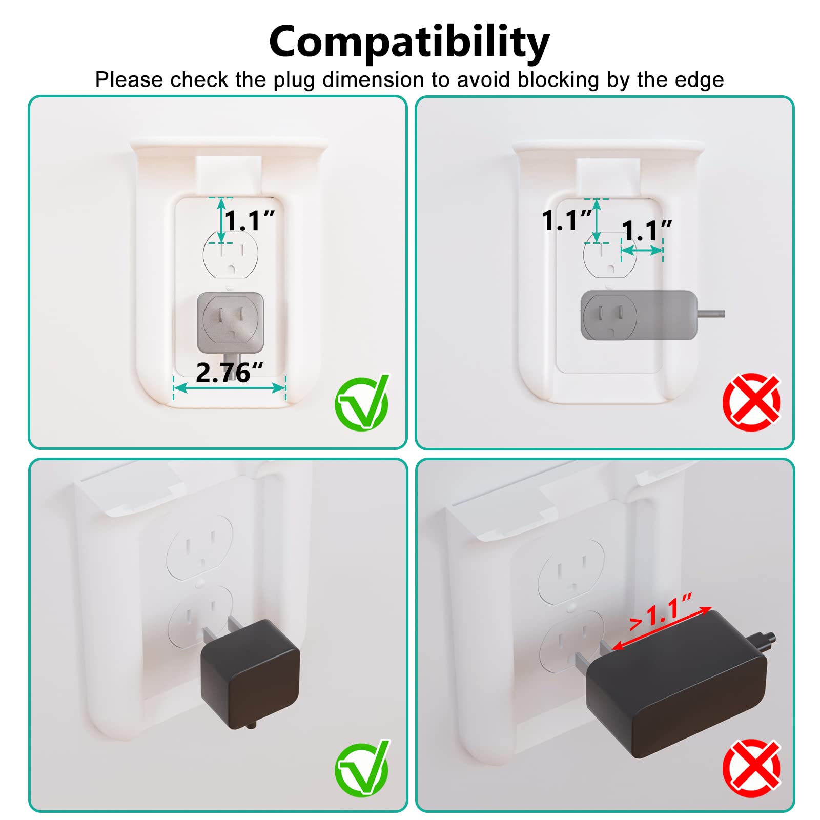 Wali Outlet Shelf Wall Holder,Bathroom Wall Shelf Up To 10Lbs Standard Vertical Duplex Wall Shelf Organizer For Smart Home Decor