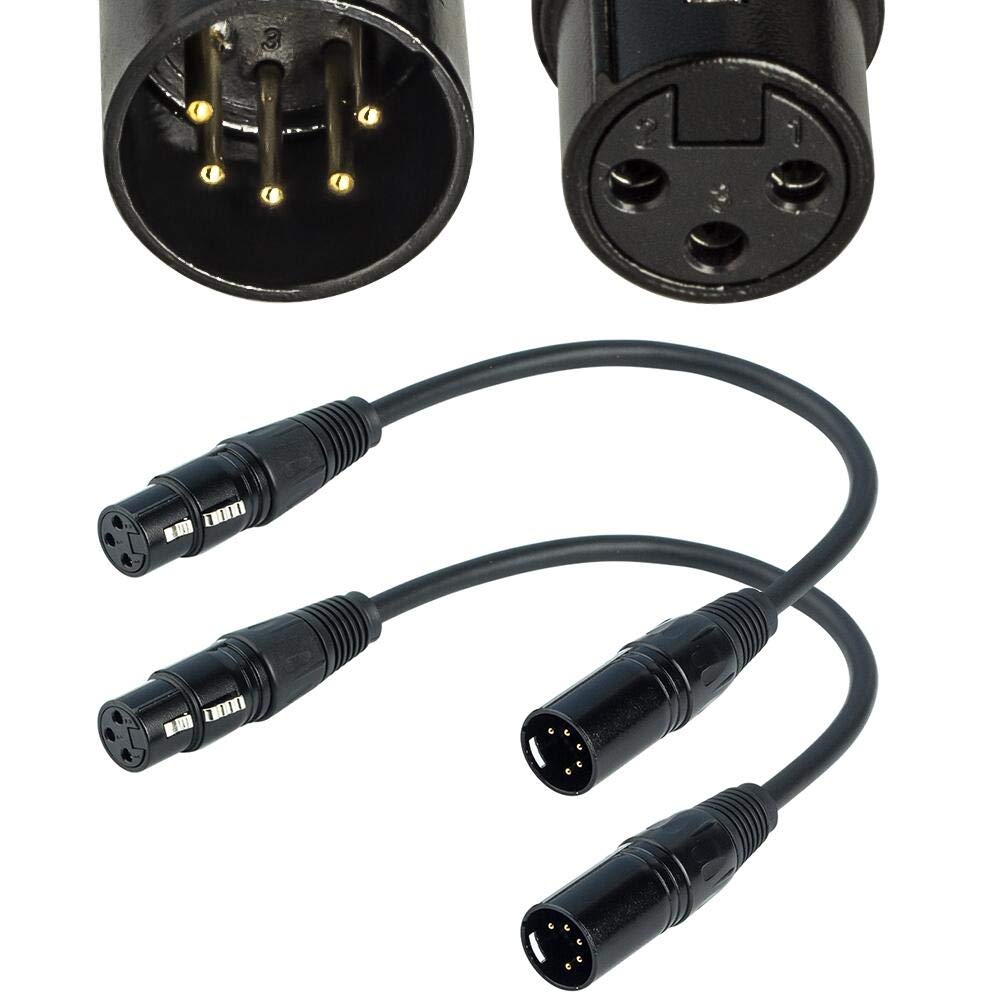 Siyear 3 Pin Xlr Female To 5 Pin Xlr Male Audio Cable For Microphone Dmx Stage Light Turnaround