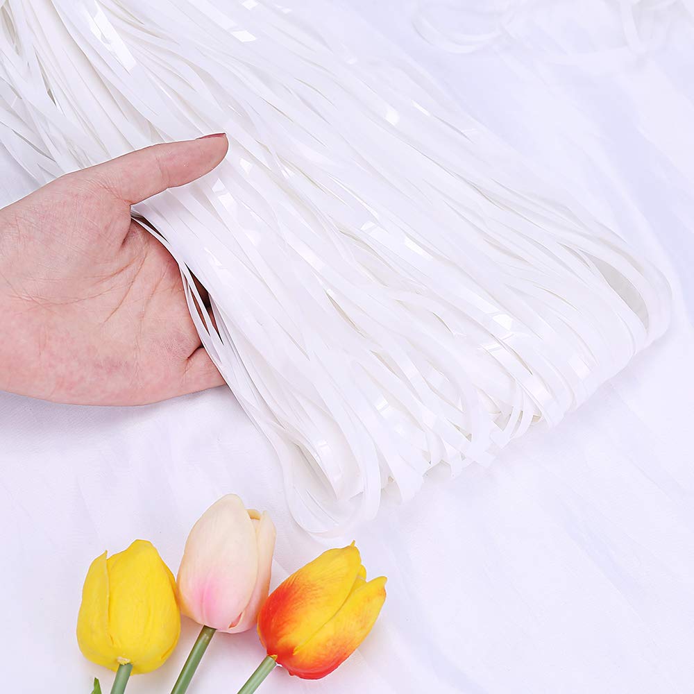 White Fringe Backdrop Curtain For White Party Decorations  6.5X6.5Ft, Pack Of 2 | Lilf White Curtain Backdrop Tinsel Streamers F