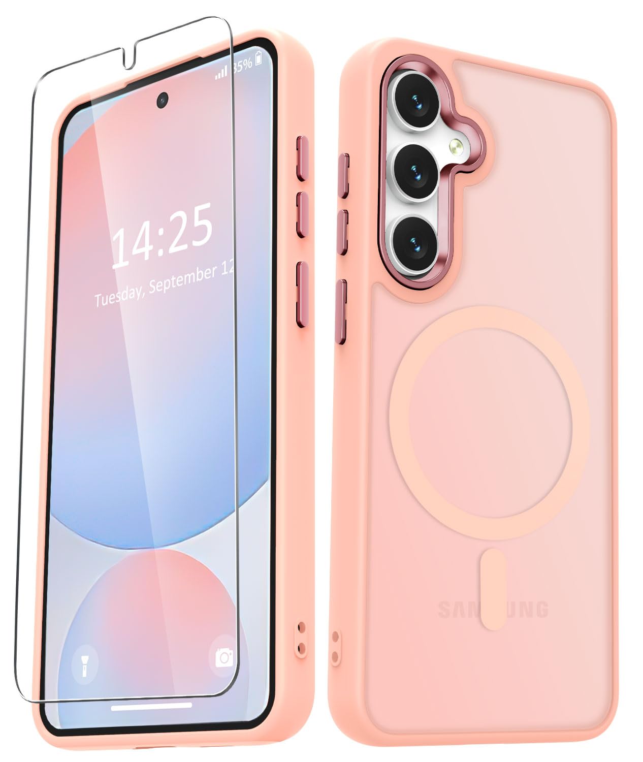 Yenapoon For Samsung Galaxy S24 Fe Case, Matte Magnetic Phone Case With 1 Screen Protector, Support For Magsafe, Translucent Fro