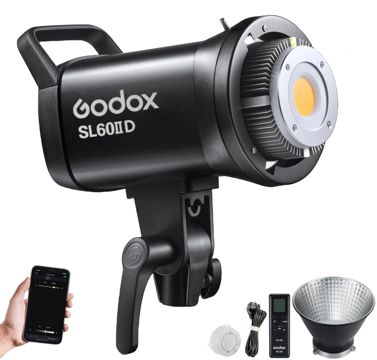 Godox Sl60Iid 70W Led Video Light, 18600Lux@1M 5600K Cob Led Continuous Light, Bluetooth App&2.4G Wireless Remote Control 8 Buil
