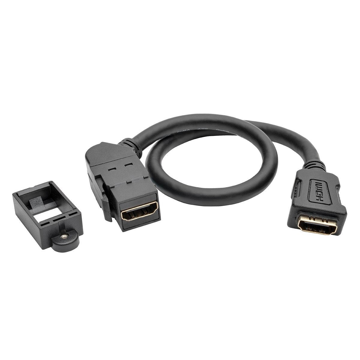 Tripp Lite High-Speed HDMI with Ethernet All-in-One Keystone/Panel Mount Coupler Cable (F/F), Angled Connector, 1 ft. (P164-001-