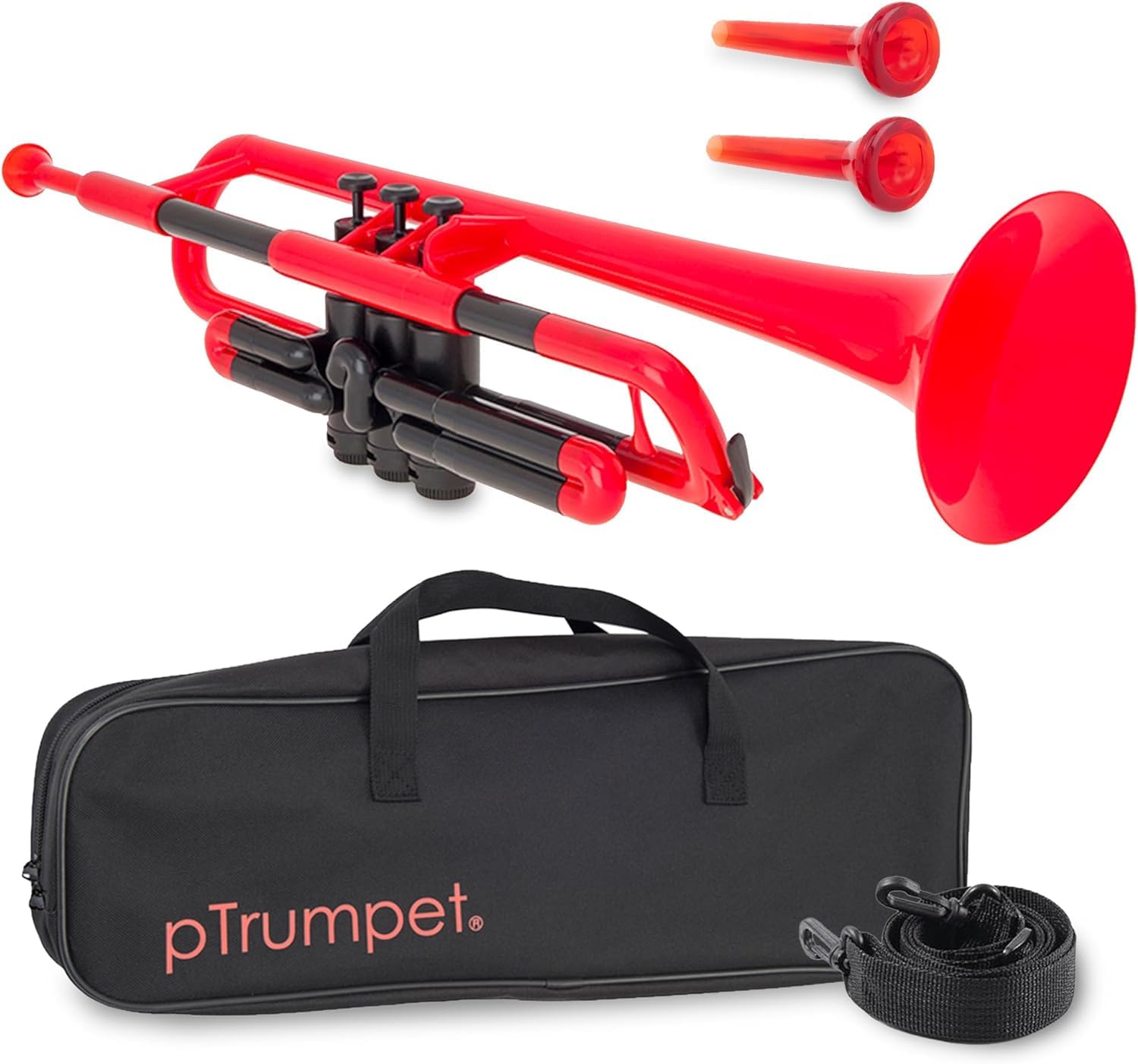Pinstrument Ptrumpet Plastic Trumpet   Mouthpieces And Carrying Bag   Lightweight Versatile, Comfortable Ergonomic Grip   Bb Aut