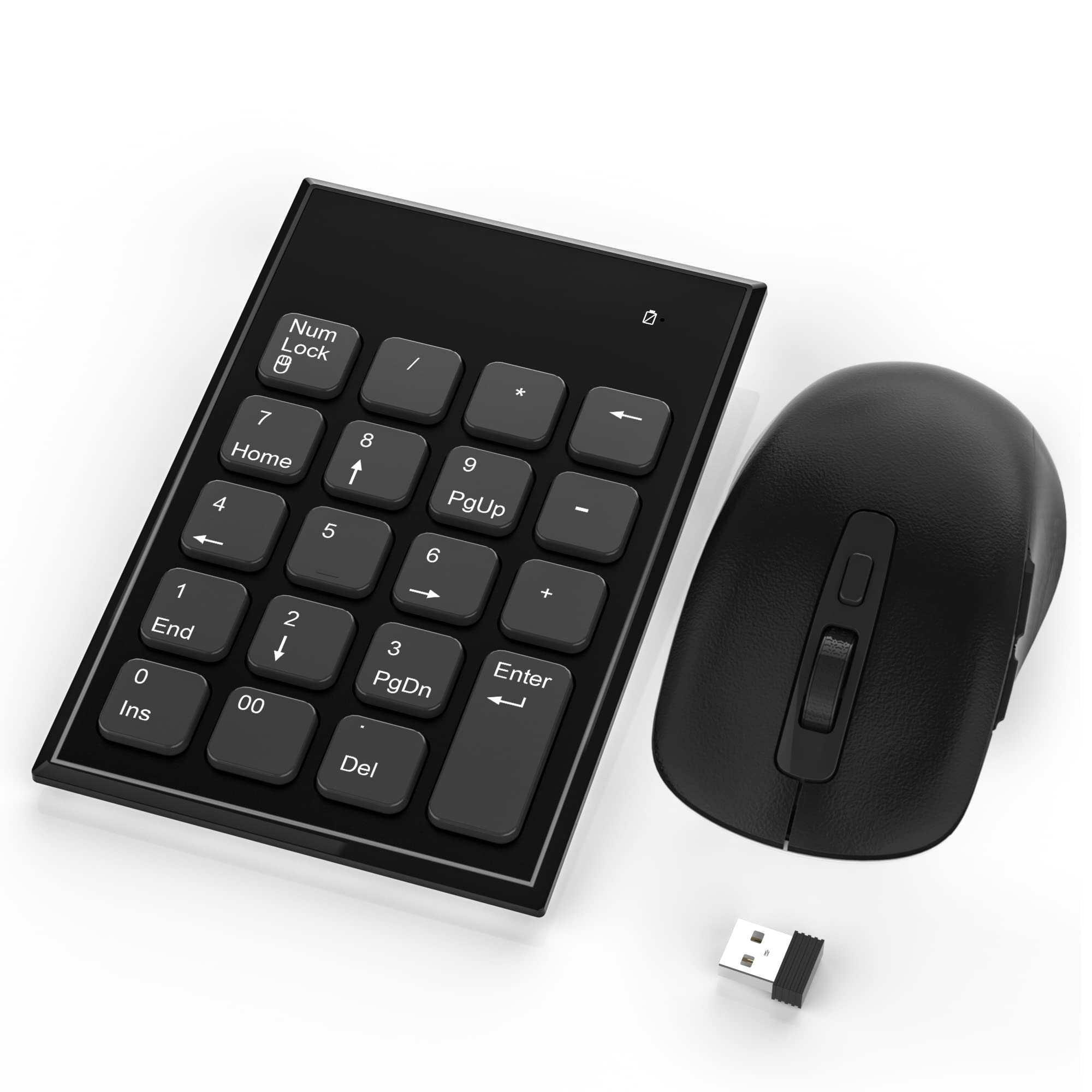 Wireless Number Pad And Mouse Combo,2.4G 19 Keys Usb Wireless Numeric Keypad,3 Adjustable Silent Mouse Speeds Dpi 800/1200/1600,