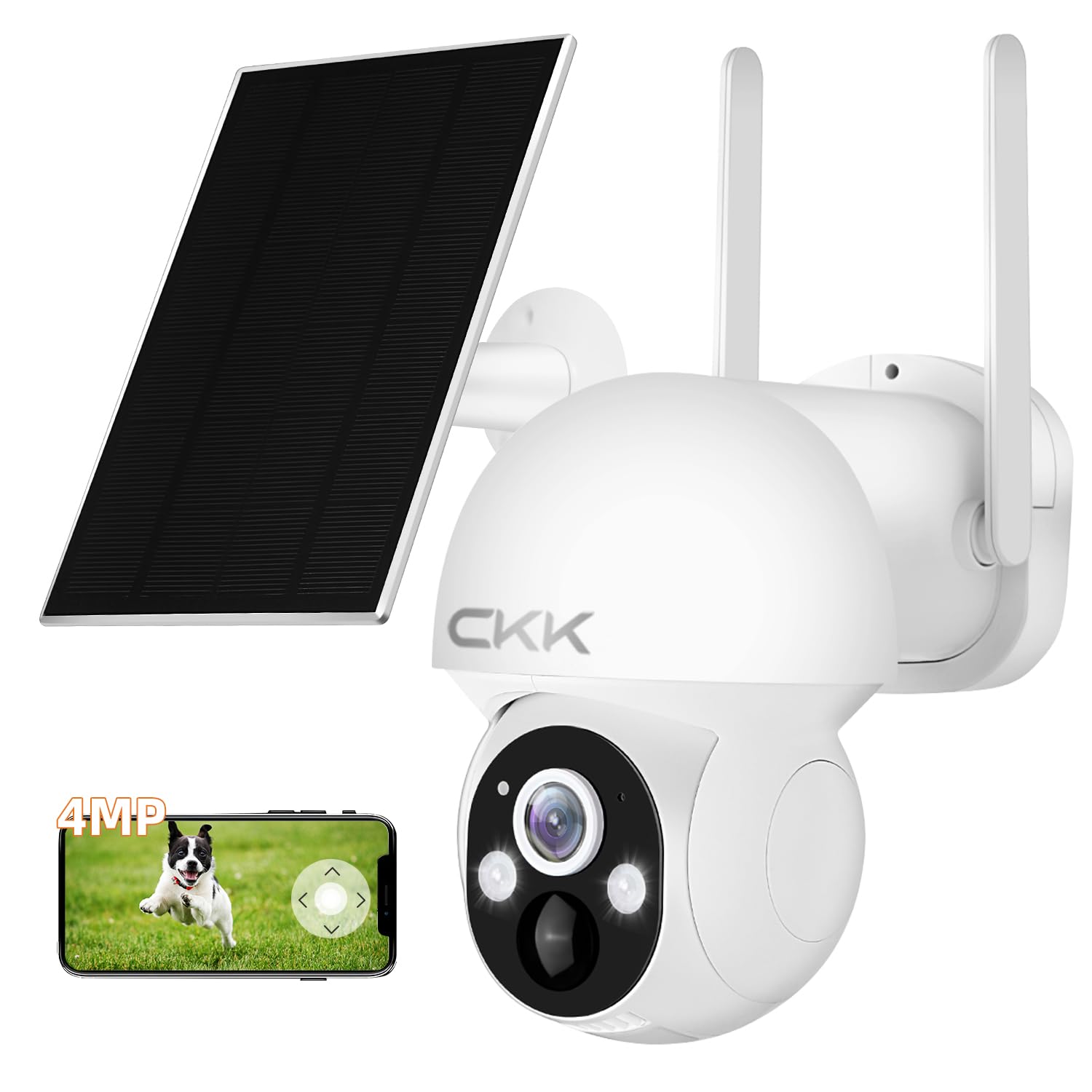 Ckk Wireless Cameras For Home/Outdoor Security, Solar Security Cameras Wireless Outdoor 355Ptz, 4Mp 2.5K Wifi Camera With Spotli