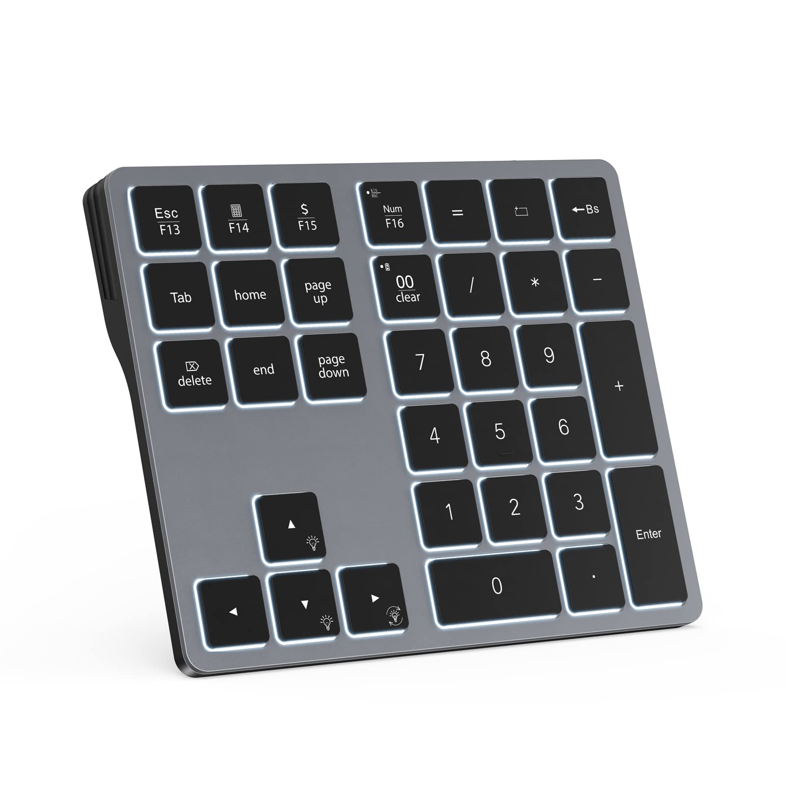 Doohoeek Backlit Bluetooth Numeric Keypad For Laptops And Computers, Number Pads 34 Keys With 7 Color Backlight For Macbook & Wi