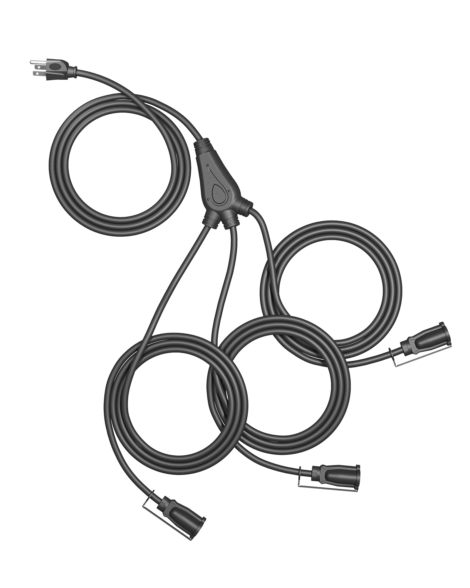 Dewenwils Outdoor Extension Cord 1 To 3 Splitter For Outdoor String Lights, 3 Prong Outlets Plugs, Max 13Ft End To End (25 Ft To